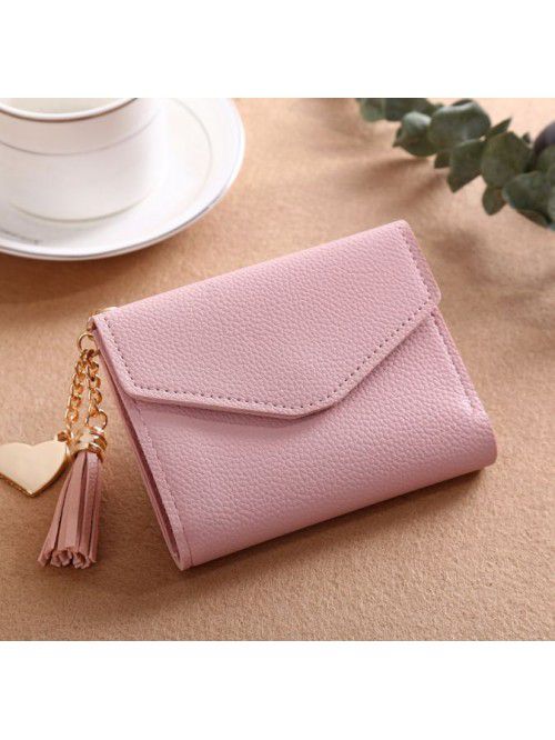 Women's short Korean version purse tassel pendant ...