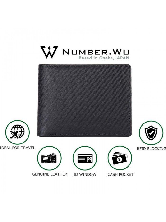 Cross border e-commerce carbon fiber men's wallet multi card loose leaf new business European and American Leather Wallet RFID