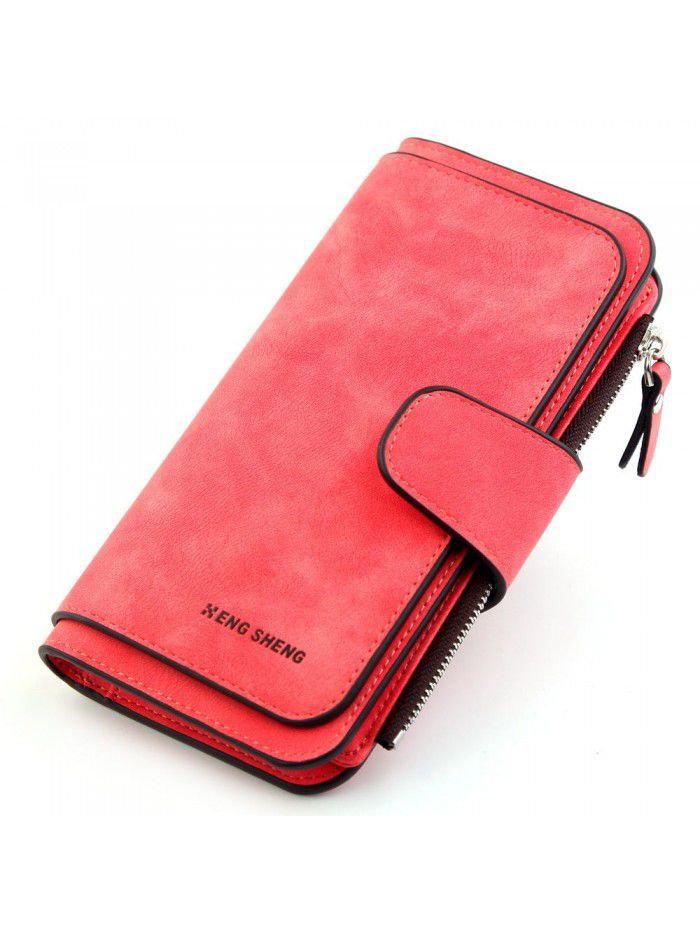 Hengsheng wallet women's 30% off long frosted Euro American style card bag buckle women's wallet zero wallet wallet multi card position