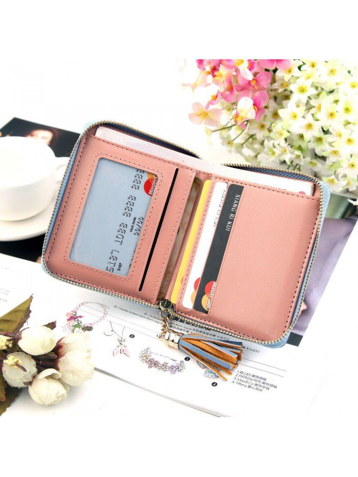 Hengsheng women's Zipper Wallet short womenwallet small fresh printed card bag factory sales