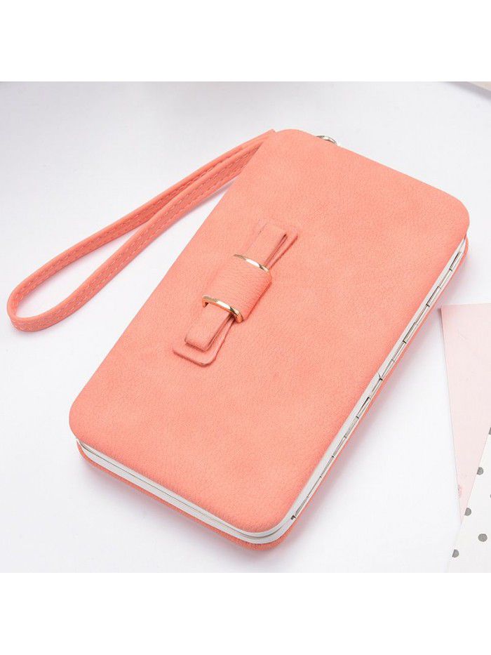 Hengsheng Korean women's purse long fashion bow lunch box large capacity handbag factory sales