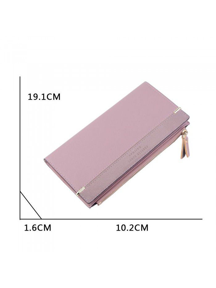  new women's wallet Korean fashion long buckle zipper bag multi color leather zero wallet