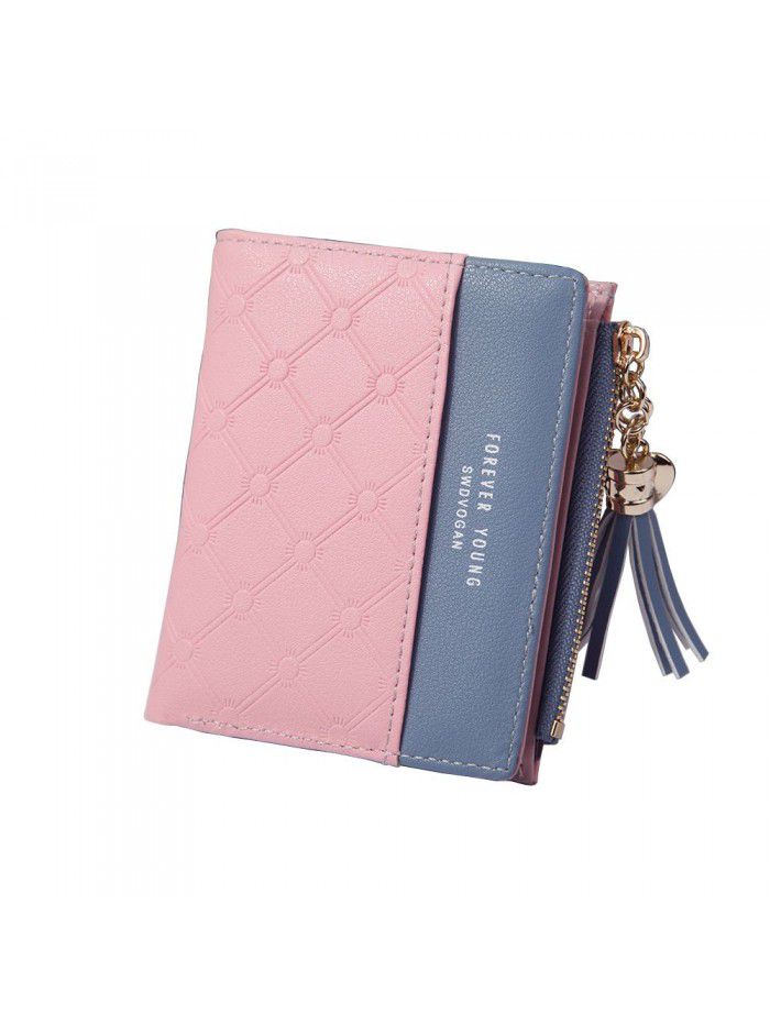 Hengsheng new product wallet women's fashion Japan and South Korea small fresh buckle Wallet Zipper multi-functional short zero wallet