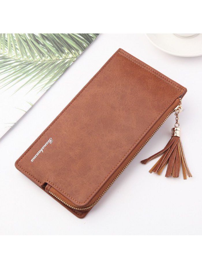 New women's wallet Korean fashion mobile phone bag long multi card tassel buckle zipper bag fashion manufacturers wholesale