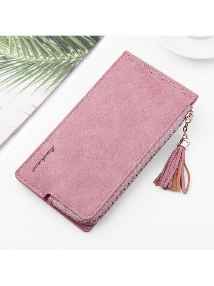 New women's wallet Korean fashion mobile phone bag long multi card tassel buckle zipper bag fashion manufacturers wholesale