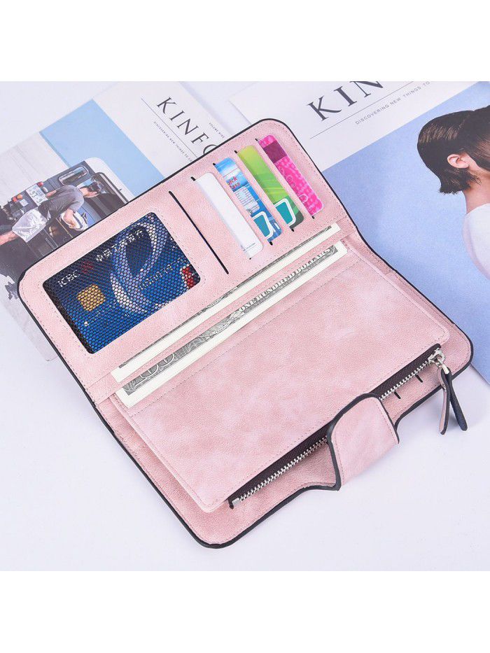 Hengsheng wallet women's 30% off long frosted Euro American style card bag buckle women's wallet zero wallet wallet multi card position