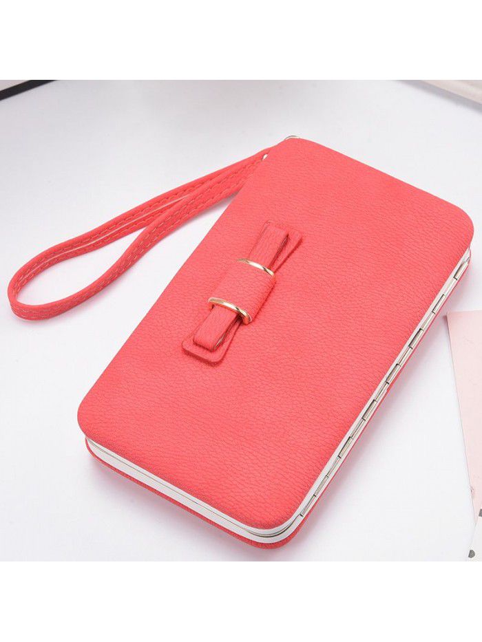 Hengsheng Korean women's purse long fashion bow lunch box large capacity handbag factory sales