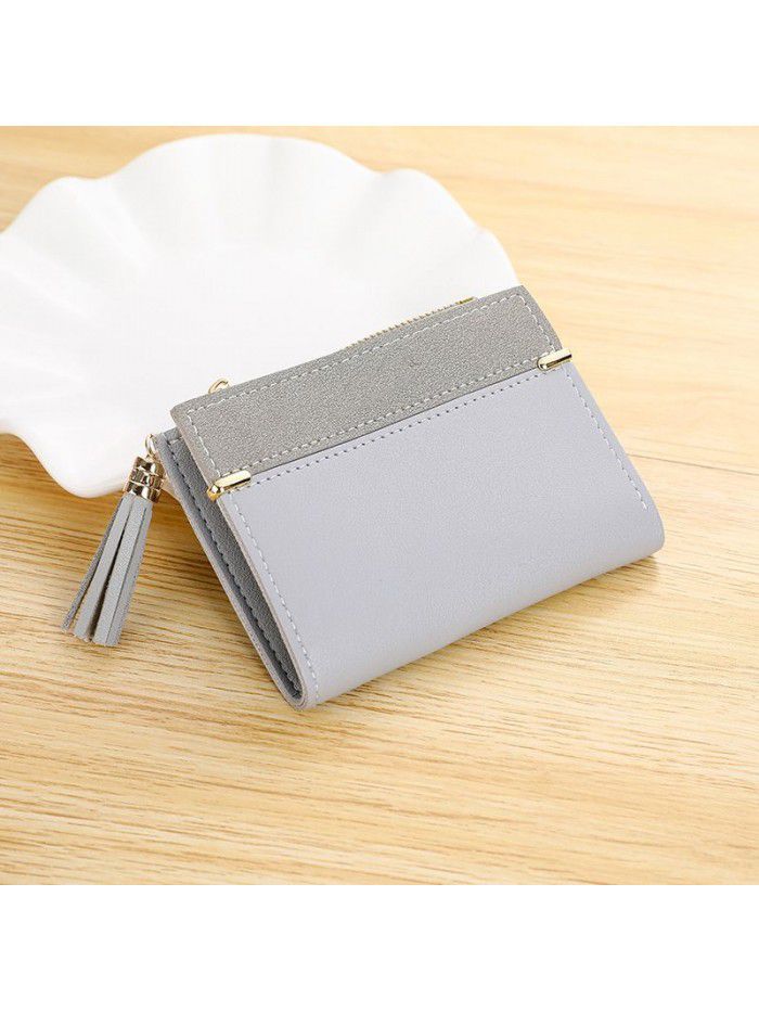  new frosted versatile Korean change bag multi card buckle short zipper women's wallet