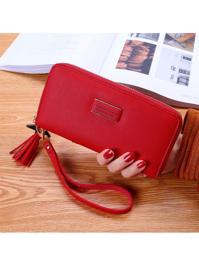 Women's purse 2020 new female student Korean tassel zipper multi function long large capacity Wallet Bag