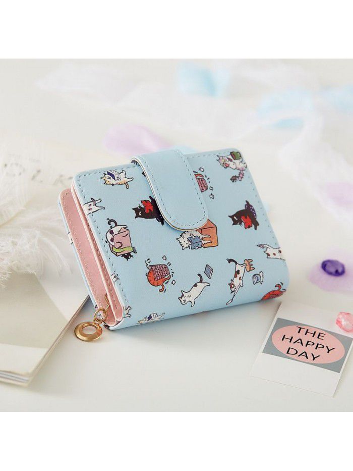  new wallet female student Korean cute cartoon fashion folding zero wallet female multi function card bag