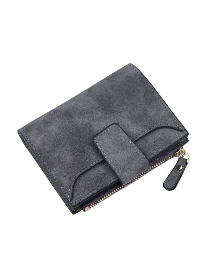 Women's wallet fashion buckle three fold Wallet Zipper Bag trend Korean version pure color change bag women's wholesale