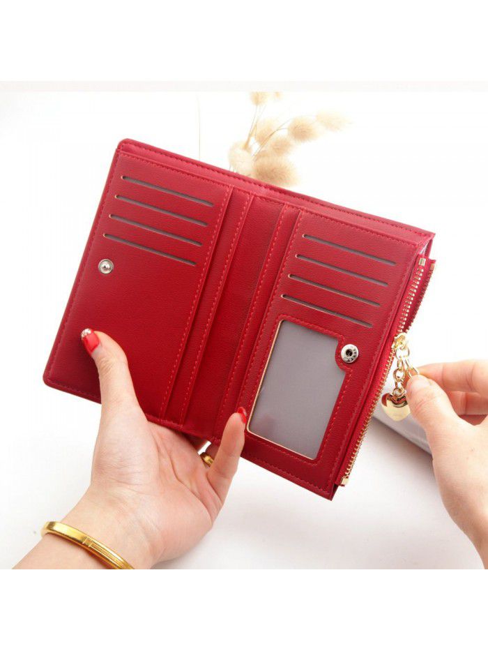 Hengsheng fashion new lady's wallet middle long Korean plain tassel Zipper Wallet