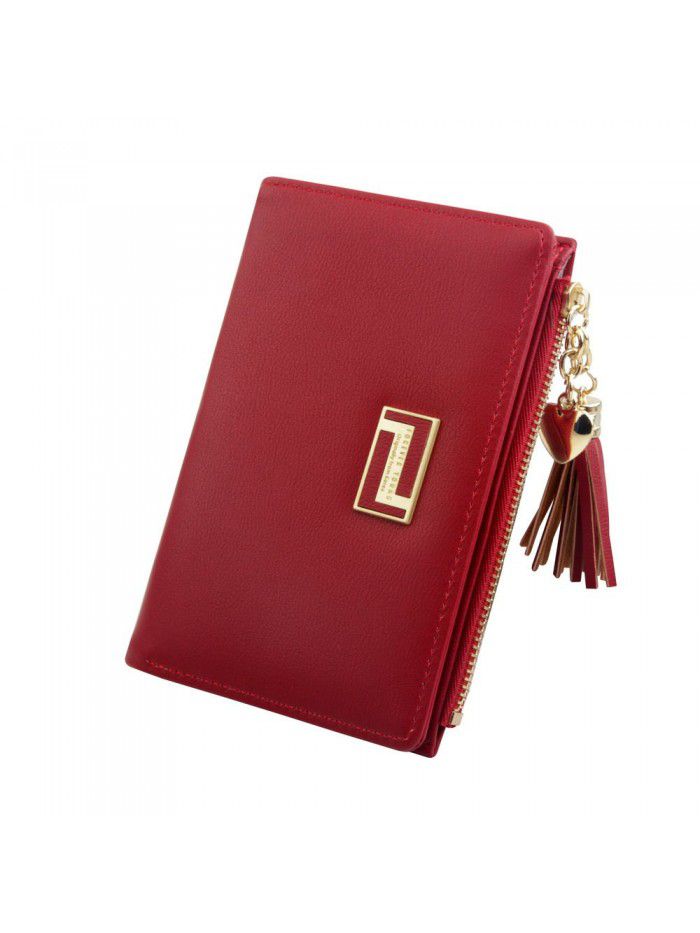 Hengsheng fashion new lady's wallet middle long Korean plain tassel Zipper Wallet