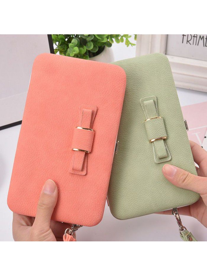 Hengsheng Korean women's purse long fashion bow lunch box large capacity handbag factory sales