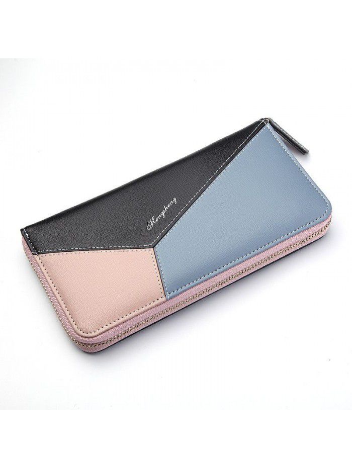 Hengsheng womenwallet women's purse long splicing leather handbag zipper bag purse wallet factory