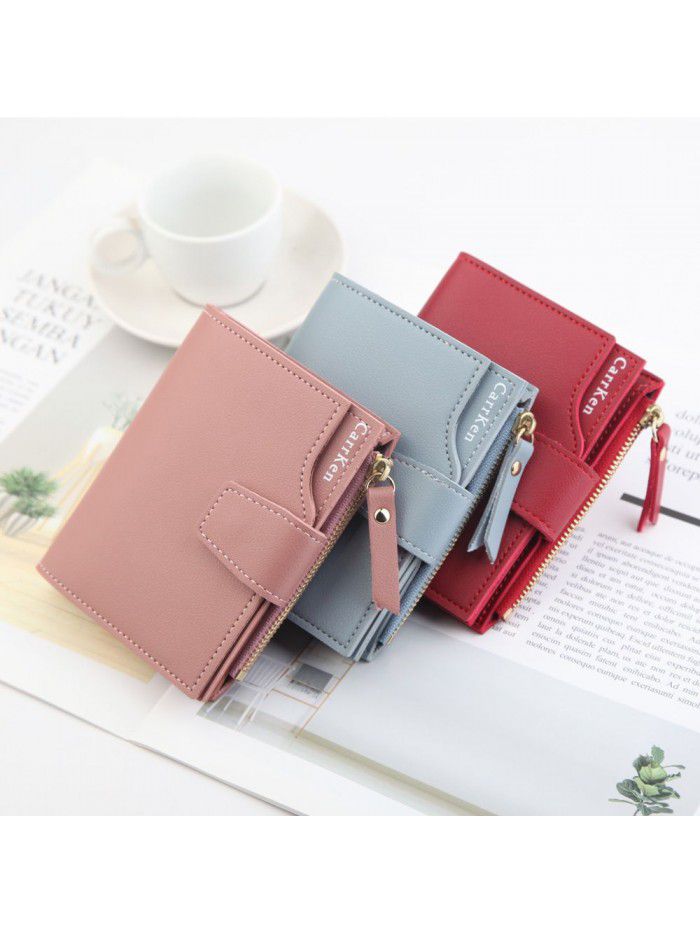 New women's wallet short zipper wallet Korean versatile zero wallet multi card buckle card bag factory sales