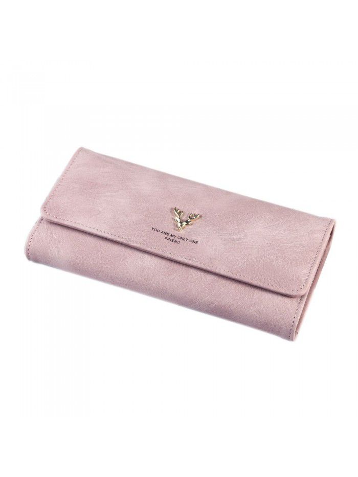 New women's purse three fold hand bag walletwomen deer head zipper bag fashion buckle Wallet