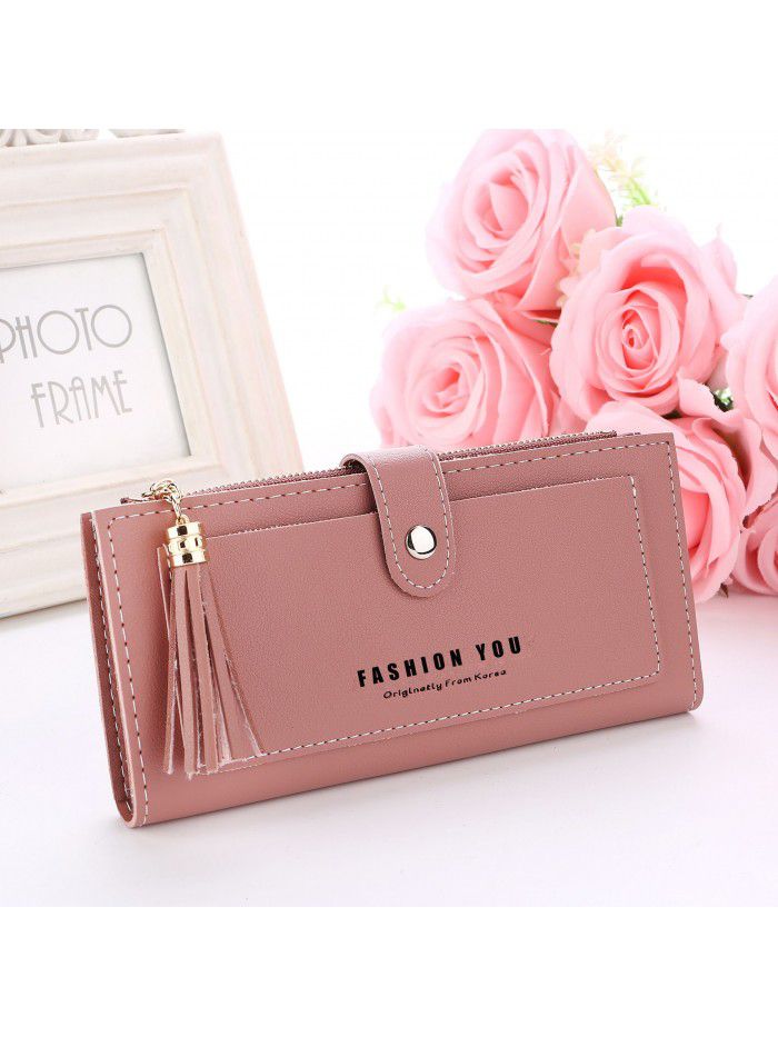 New simple motorcycle lady's purse buckle tassel zipper card bag change bag quick sale Taobao hot money