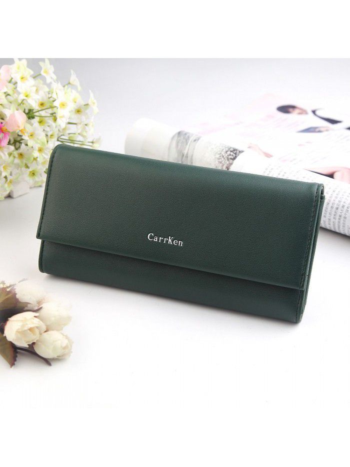 New women's wallet fashion long three fold hand bag zipper bag buckle walletwomen Mobile Wallet