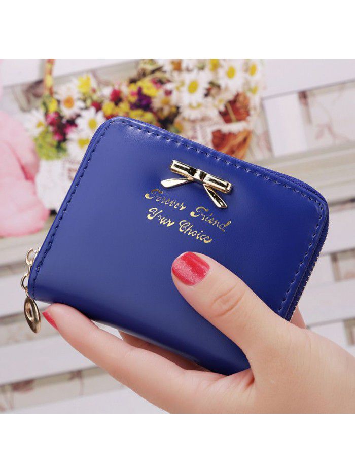  new Korean women's purse short bow handbag women's zipper zero wallet Mini cross border card bag