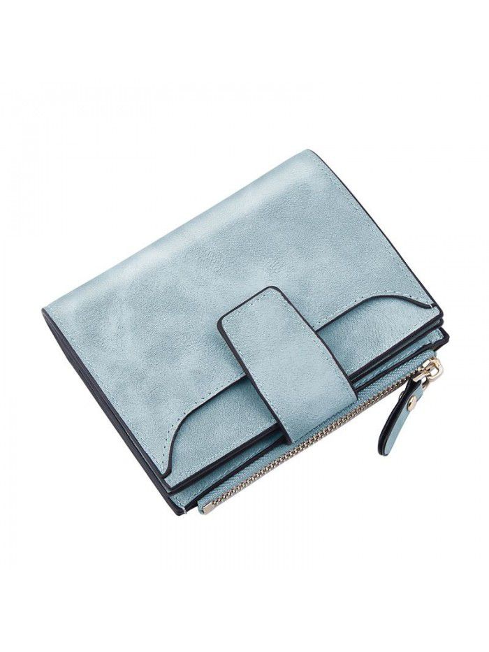 Women's wallet fashion buckle three fold Wallet Zipper Bag trend Korean version pure color change bag women's wholesale