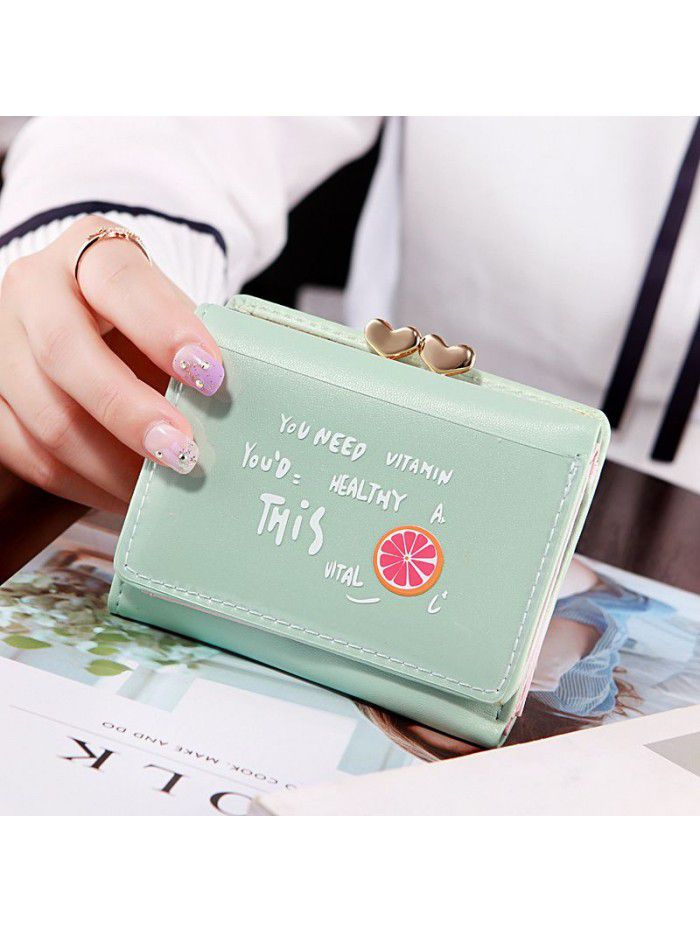  new popular Korean Student Wallet female short cartoon fruit zero wallet foreign trade cross border card bag customization