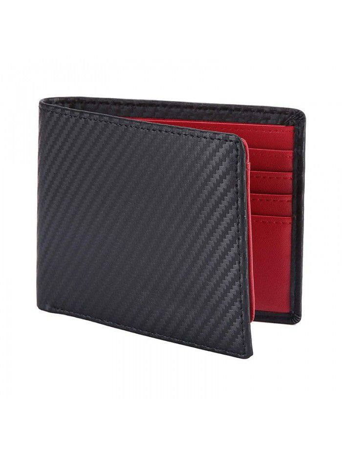 Cross border e-commerce carbon fiber men's wallet multi card loose leaf new business European and American Leather Wallet RFID