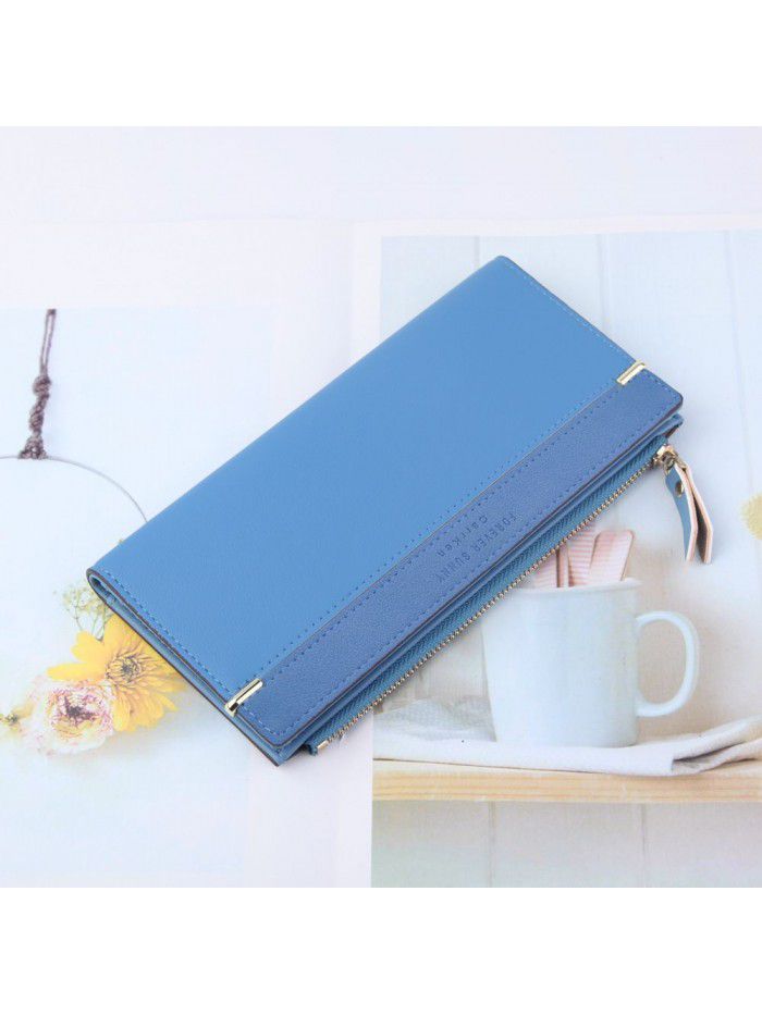  new women's wallet Korean fashion long buckle zipper bag multi color leather zero wallet