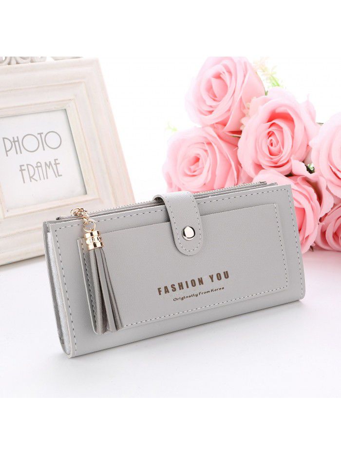 New simple motorcycle lady's purse buckle tassel zipper card bag change bag quick sale Taobao hot money