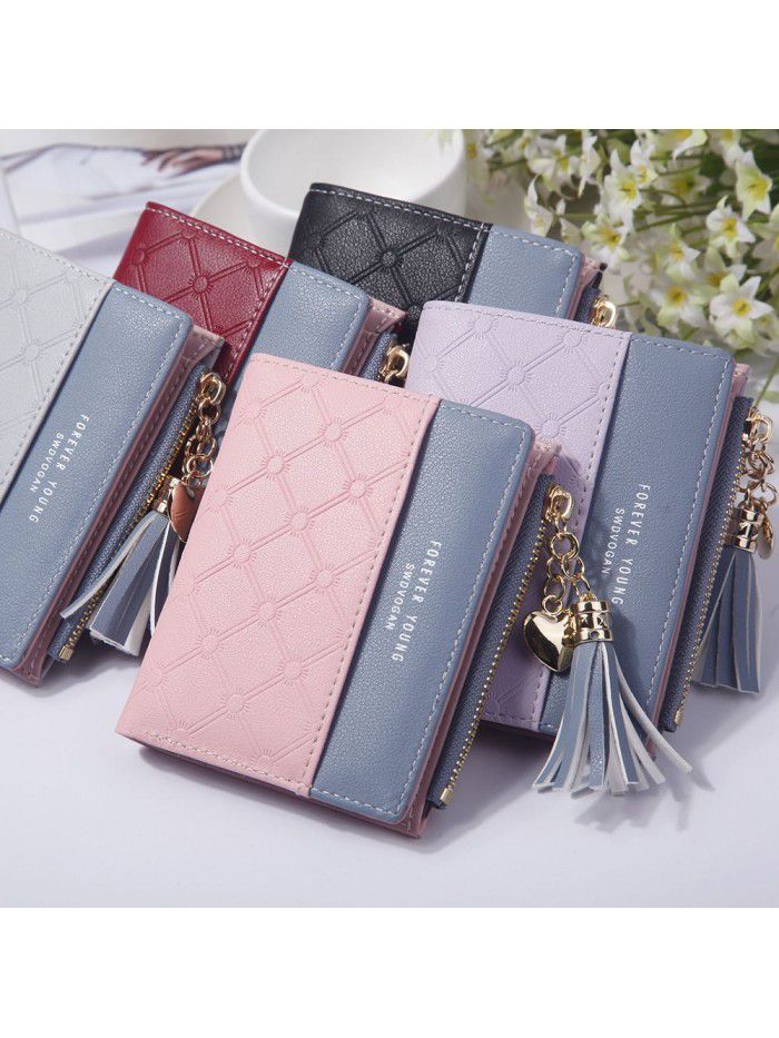 Hengsheng new product wallet women's fashion Japan and South Korea small fresh buckle Wallet Zipper multi-functional short zero wallet