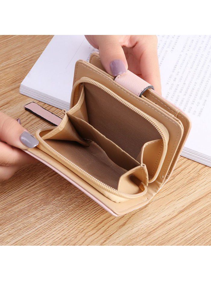  popular women's wallet short Pu wallet student fashion zipper card bag leaf foreign trade customization wholesale