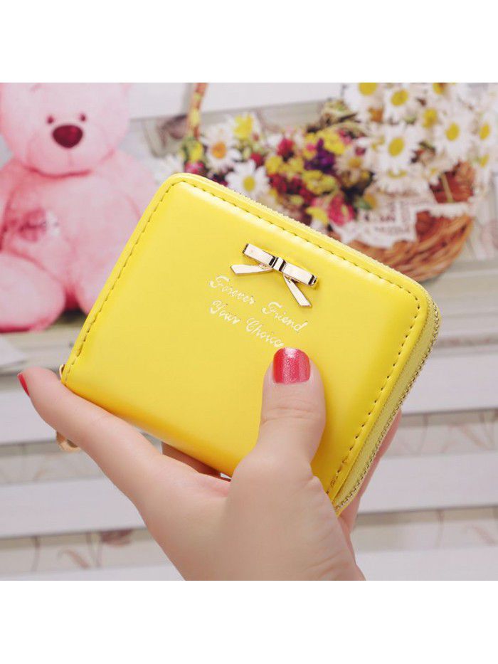  new Korean women's purse short bow handbag women's zipper zero wallet Mini cross border card bag