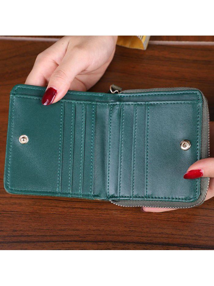  new women's wallet short Korean hand bag zipper women's pocket card bag women's PU foreign trade customization