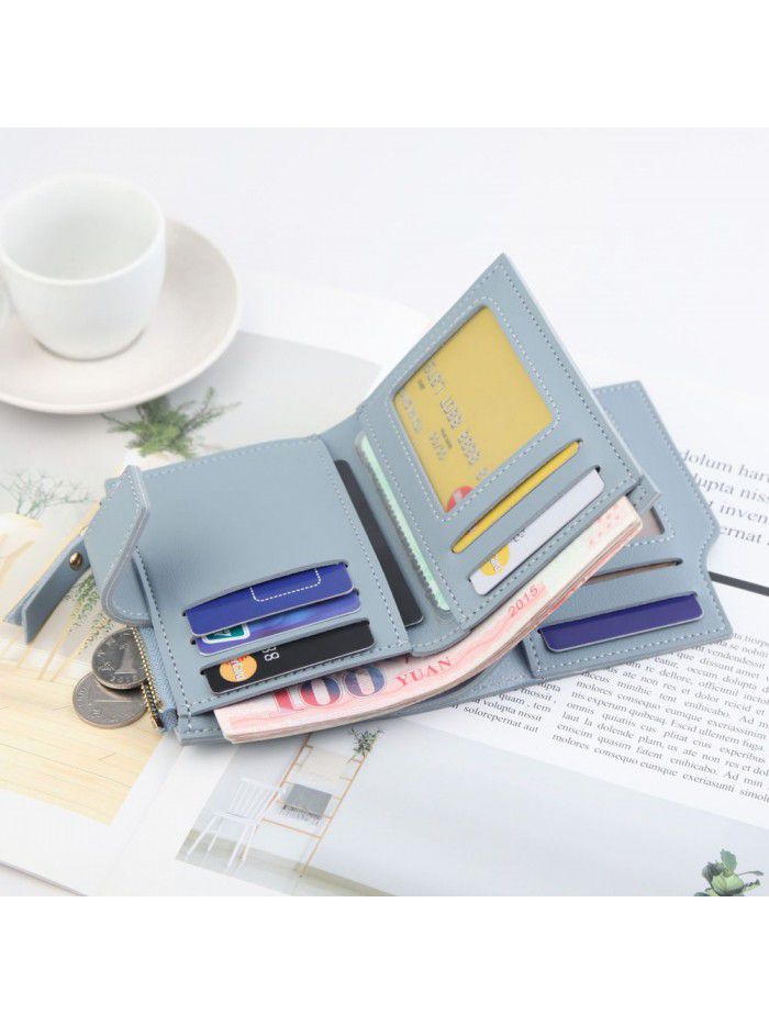 New women's wallet short zipper wallet Korean versatile zero wallet multi card buckle card bag factory sales