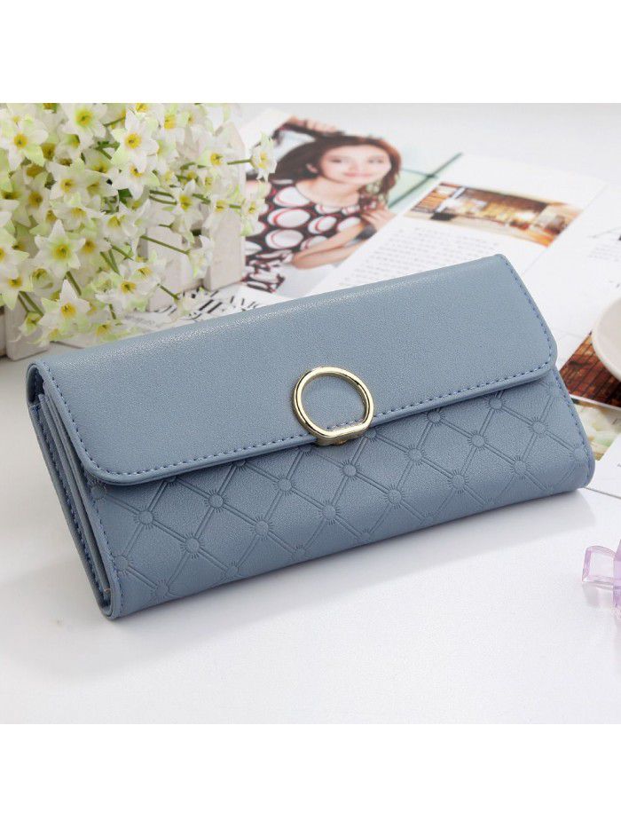 Hengsheng women's purse long large capacity multi card women's bag simple ring buckle bag factory sales