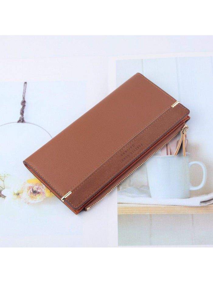  new women's wallet Korean fashion long buckle zipper bag multi color leather zero wallet