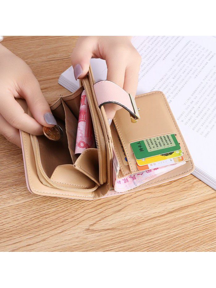  popular women's wallet short Pu wallet student fashion zipper card bag leaf foreign trade customization wholesale