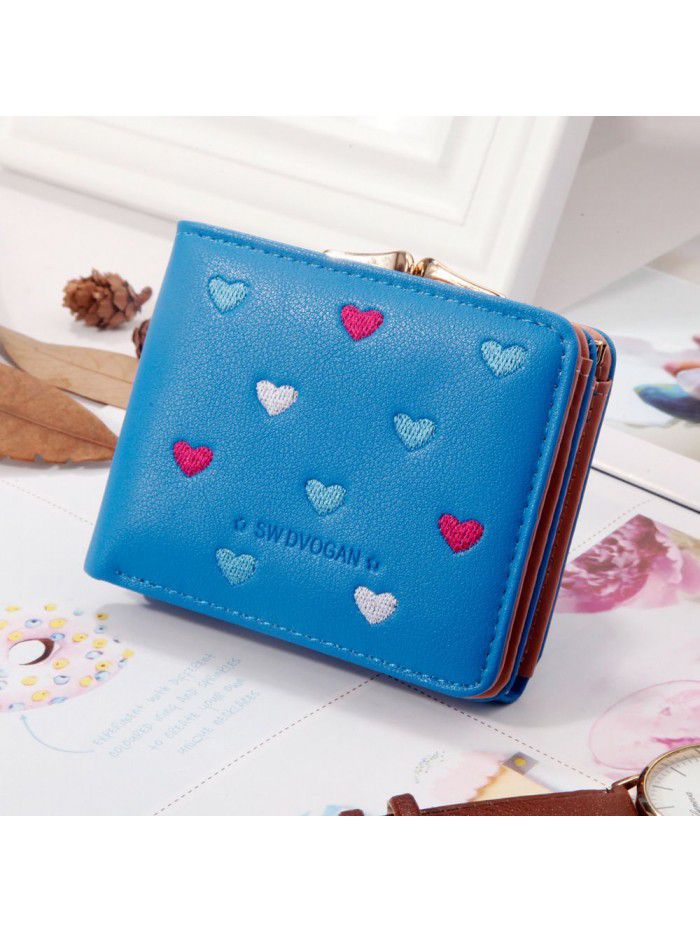  new women's wallet short wallet hand bag walletwomen Korean love plate clip zero wallet