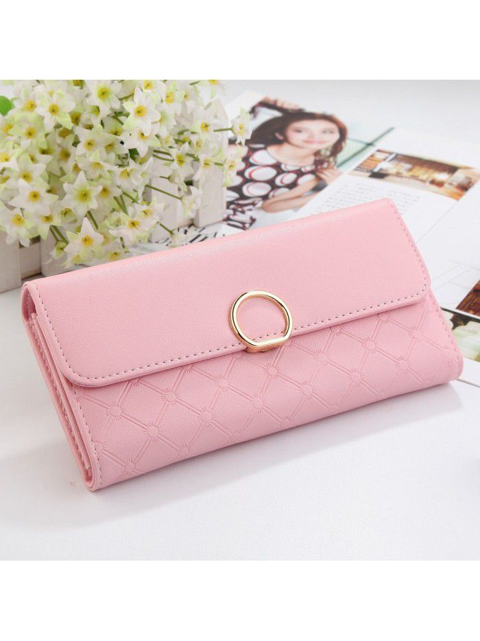 Hengsheng women's purse long large capacity multi card women's bag simple ring buckle bag factory sales