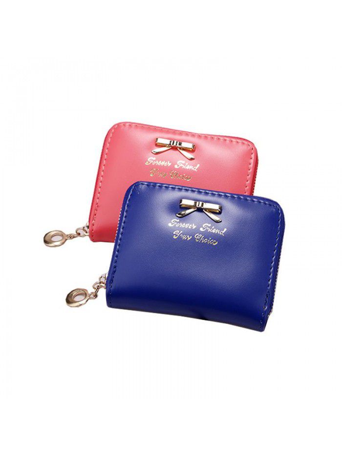  new Korean women's purse short bow handbag women's zipper zero wallet Mini cross border card bag