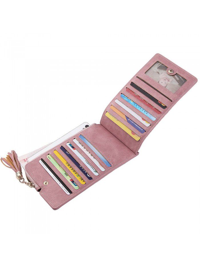 New women's wallet Korean fashion mobile phone bag long multi card tassel buckle zipper bag fashion manufacturers wholesale