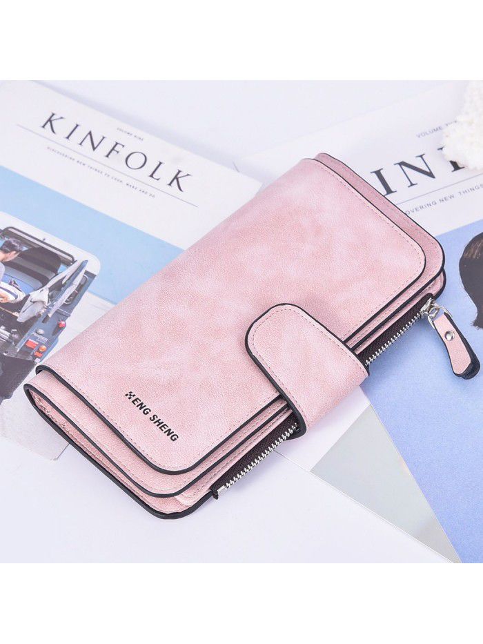 Hengsheng wallet women's 30% off long frosted Euro American style card bag buckle women's wallet zero wallet wallet multi card position