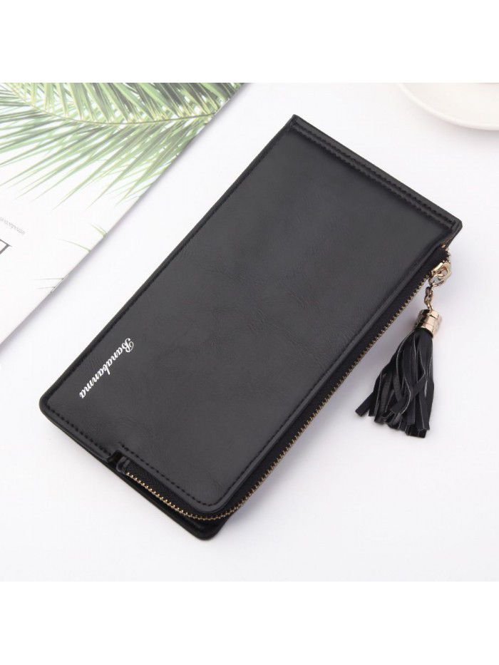 New women's wallet Korean fashion mobile phone bag long multi card tassel buckle zipper bag fashion manufacturers wholesale