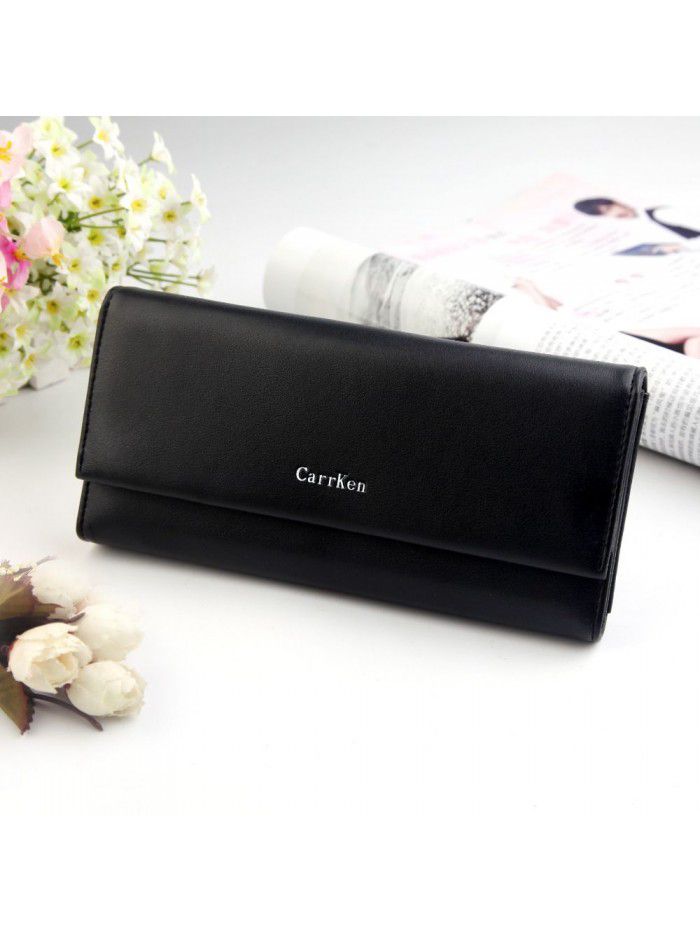 New women's wallet fashion long three fold hand bag zipper bag buckle walletwomen Mobile Wallet