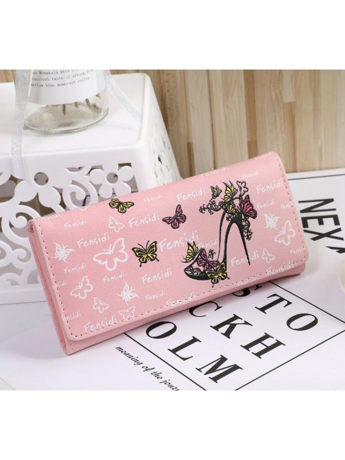 New multi card women's long butterfly high heel shoes wallet Korean women's change bag hand wallet wholesale