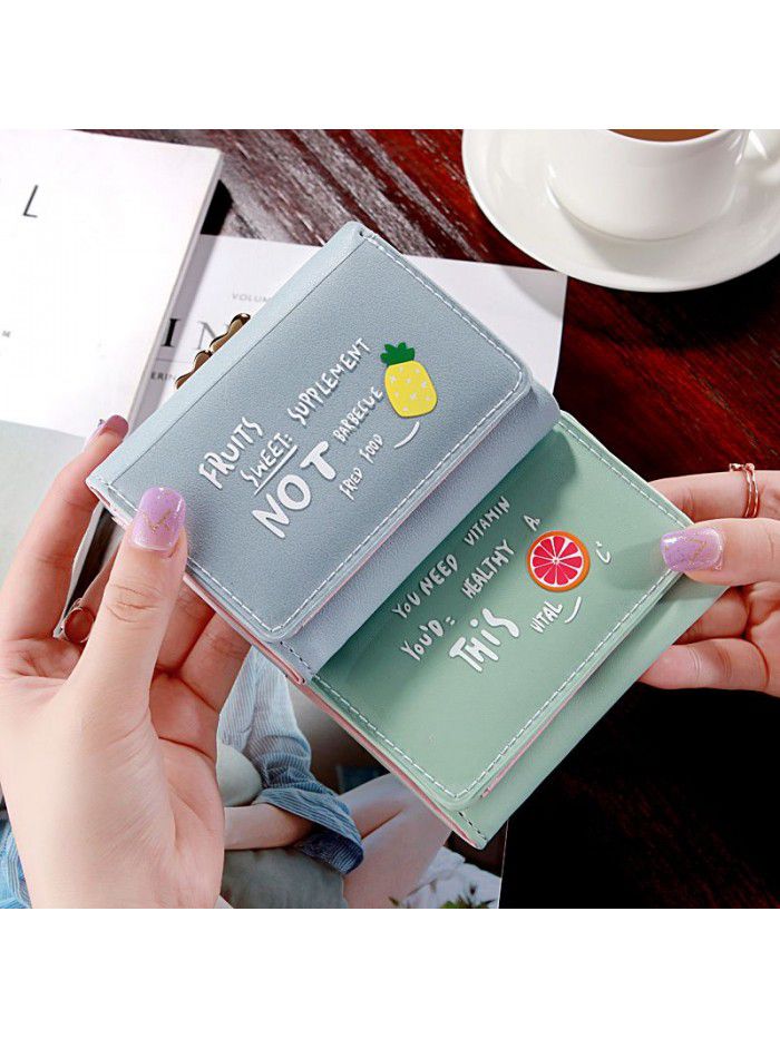  new popular Korean Student Wallet female short cartoon fruit zero wallet foreign trade cross border card bag customization