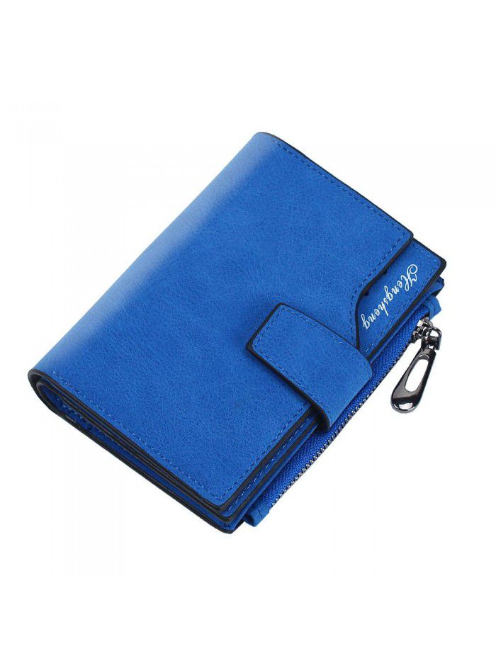 Ms. Hengsheng short wallet candy color button wallet multi card female zero purse frosted zipper bag