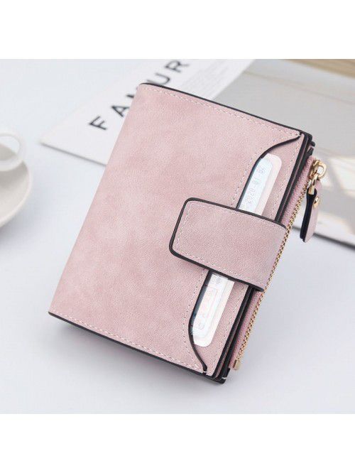 Women's wallet fashion buckle three fold Wallet Zi...