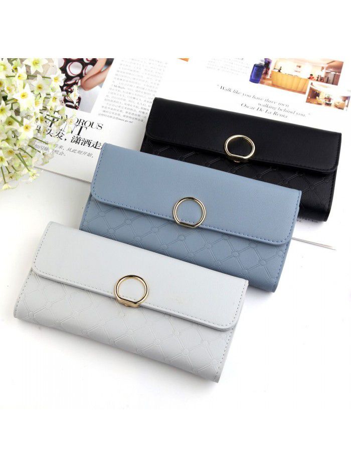 Hengsheng women's purse long large capacity multi card women's bag simple ring buckle bag factory sales