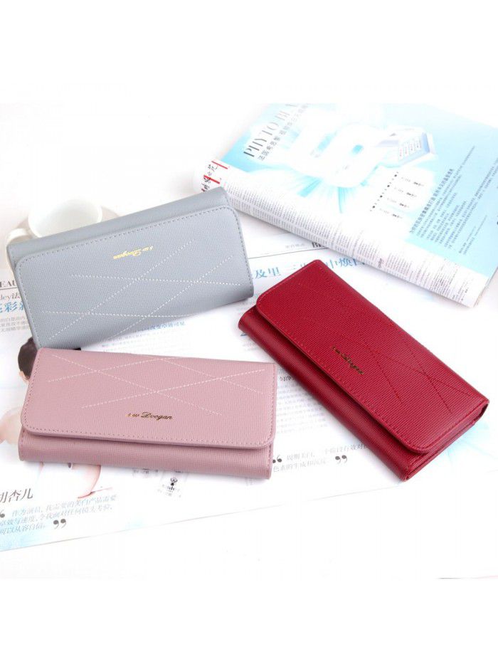  new women's wallet long stone zipper bag bright leather Korean fashion simple hand bag